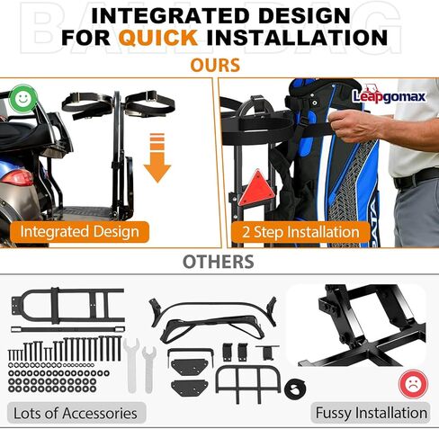 Foldable Golf Cart Bag Holder Holds 1-4 Bags for EZGO/Club Car/Yamaha, Fits 8" Max & 24" Rear Safety Grab Bars, Triple-Point Stabilized, No-Drill Preinstalled Golf Cart Rear Seat Bag Holder in Saudi Arabia