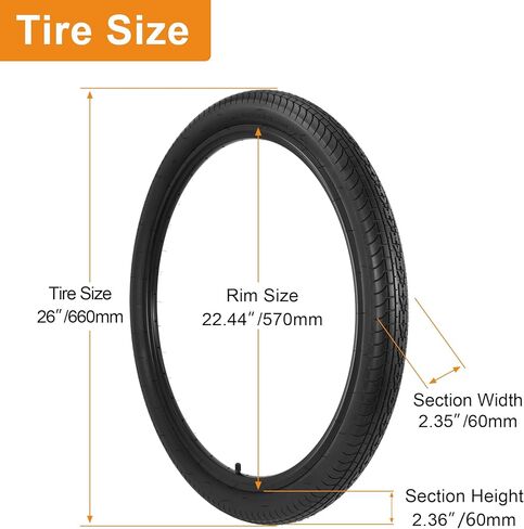 RUTU 2 Pack 26x2.35 Folding Bike Tires with Inner Tubes, 26 Inch Cruiser Bike Tire, 59-559 Bicycle Tires for Beach Bikes City Bikes Hybrid Bicycles 26x2.30 26x2.35 26x2.40 2-PCS in Saudi Arabia