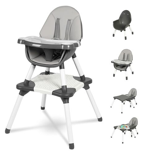 Gofirst 6 in 1 Baby High Chair,Convertible High Chairs for Babies and Toddlers/Booster Seat/Table and Chair Set,Baby Feeding Chair/5-Point Harness,4-Position Removable Tray&PU Cushion Baby Highchair in Saudi Arabia