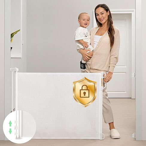 بوابة أطفال شبكية قابلة للسحب أو بوابة للكلاب من Momcozy، بوابة أمان للأطفال للاستخدام الداخلي أو الخارجي، بطول 83.82 سم مع امتداد يصل إلى 137.16 سم، تجنب تركيب الحواف، رمادي in Kuwait