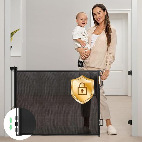 بوابة أطفال شبكية قابلة للسحب أو بوابة للكلاب من Momcozy، بوابة أمان للأطفال للاستخدام الداخلي أو الخارجي، بطول 83.82 سم مع امتداد يصل إلى 137.16 سم، تجنب تركيب الحواف، رمادي in Kuwait