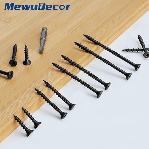 مسامير MewuDecor #8 × 1 شديدة التحمل - براغي خشبية سوداء للاستخدام الخارجي، محرك توركس مع T25 بت، مقاومة للصدأ للتزيين الخشبي والسياج (1 رطل، 219 قطعة) in Kuwait