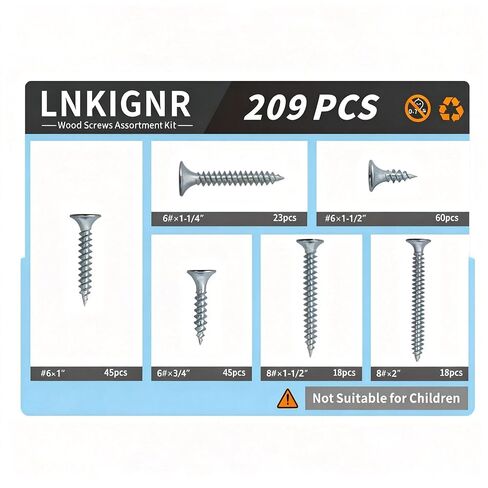 Cabinet Short Wood Screws Assortment Kit Hardware Screw Set 6-Sizes (2",1-1/2",1-1/4",1",3/4",1/2") in Saudi Arabia
