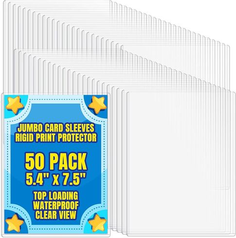 AKONEGE 12 Pack 5.4" x 7.5" Jumbo Card Sleeves Size L Clear Oversize Card Protector Top Loading Rigid Sheet Protectors for Protecting Photocard, Photos, MTG, TCG, Trading, Sport Cards in Saudi Arabia