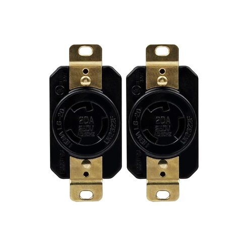 ENERLITES NEMA L6-20R Flush Mounting Locking Receptacle for Generator, Twist Lock Outlet, 20 Amp, 250 Volt, 2 Pole, 3 Wire Grounding, Industrial Grade, UL Listed, 66410-BK, Black in Saudi Arabia