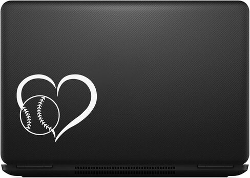 Bargain Max Decals Baseball Heart Sticker Decal Notebook Car Laptop 5.5" (White) in Saudi Arabia