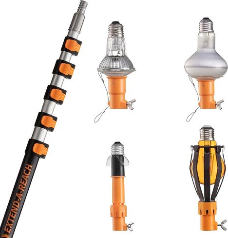 مبدل لمبة إضاءة تلسكوبية بطول 4-12 قدم للأسقف العالية // أداة إزالة لمبة الإضاءة طقم أسقف عالية مع أكواب شفط وسلة وقماش من الألياف الدقيقة // مبدل لمبة إضاءة عالية الوصول مع عمود in Kuwait