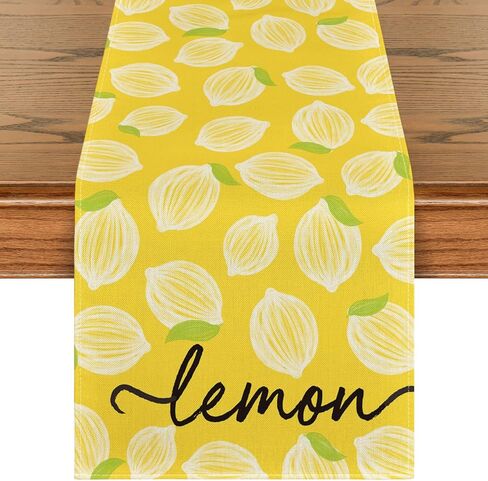 Artoid Mode Yellow Leaves Lemon 210 GSM Summer Table Runner, Seasonal Kitchen Dining Table Decoration for Home Party Decor 13x72 Inch in Saudi Arabia