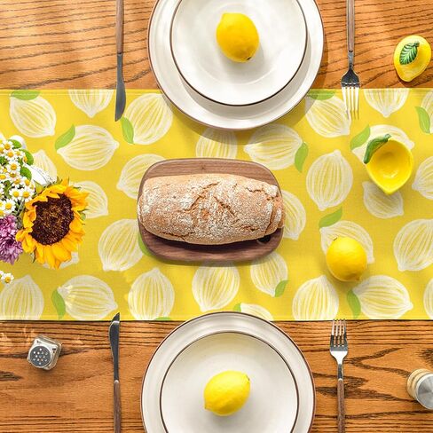 Artoid Mode Yellow Leaves Lemon 210 GSM Summer Table Runner, Seasonal Kitchen Dining Table Decoration for Home Party Decor 13x72 Inch in Saudi Arabia