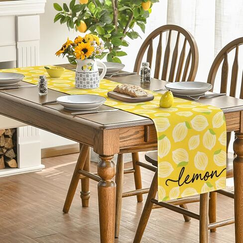 Artoid Mode Yellow Leaves Lemon 210 GSM Summer Table Runner, Seasonal Kitchen Dining Table Decoration for Home Party Decor 13x72 Inch in Saudi Arabia