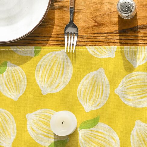 Artoid Mode Yellow Leaves Lemon 210 GSM Summer Table Runner, Seasonal Kitchen Dining Table Decoration for Home Party Decor 13x72 Inch in Saudi Arabia
