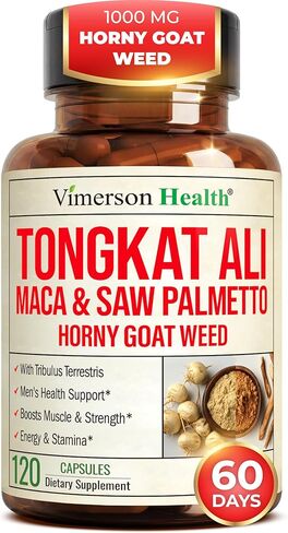 تونغكات علي للرجال - دعم صحي لهرمون التستوستيرون. مكملات الطاقة المتوازنة للرجال مع عشبة العنزة، ومسحوق جذور الماكا، وتريبولوس تيريستريس، ومستخلص البلميط المنشاري. تونغات علي للرجال. 60 قبعات in Kuwait