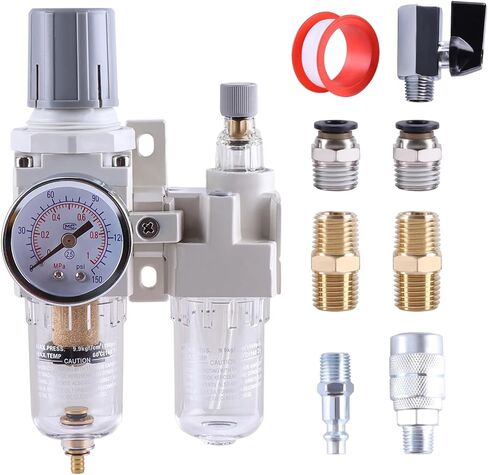 AC2010-02 AC3010-03 Pneumatic Pressure Regulator Combo Oil Water Separator Manual Drainage 1/4" 3/8" NPT Compressor Air Filter(AC3010-3) in Saudi Arabia