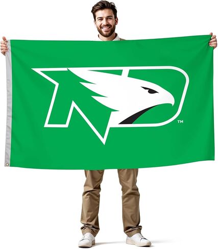 North Dakota Fighting Hawks College Sports Printed Flag - NCAA Licensed - Nylon - School Banner (Green, White, Black) (2' x 3') in Saudi Arabia