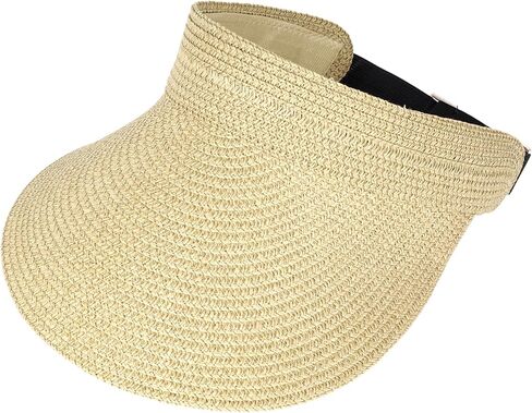 Straw Sun Visors Hats for Women UV Protection, Foldable Summer Wide Brim Hats, Packable Ponytail Beach Hat for Travel in Saudi Arabia