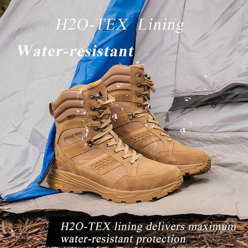 ROCKROOSTER Men's 8 Inch Lace Up Lightweight Military Boots, Non-Slip Brown Comfortable Water-resistant Hiking Boots for Men in Saudi Arabia
