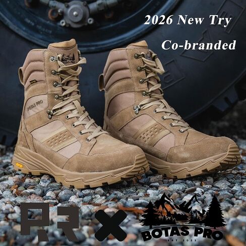 ROCKROOSTER Men's 8 Inch Lace Up Lightweight Military Boots, Non-Slip Brown Comfortable Water-resistant Hiking Boots for Men in Saudi Arabia