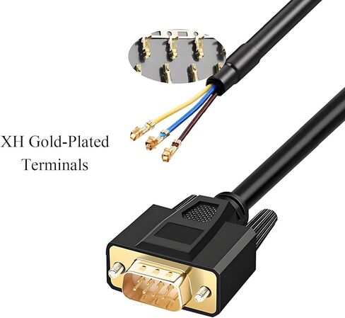 5ft Male DB9 RS232 Serial Cable to 3 Wiring Terminals (2 3 5 Pin), 24AWG 9Pin XH2.54 Extension Cable for Data Communication in Saudi Arabia