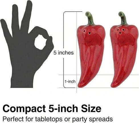 The Bridge Collection Chili Pepper Salt And Pepper Shakers - Unique Kitchen Accessories For Fiesta-Themed Decor - Novelty Chili Shaped Kitchen Accessories in Saudi Arabia