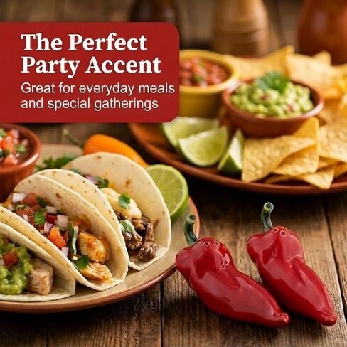 The Bridge Collection Chili Pepper Salt And Pepper Shakers - Unique Kitchen Accessories For Fiesta-Themed Decor - Novelty Chili Shaped Kitchen Accessories in Saudi Arabia