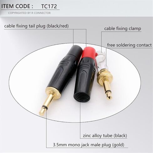 10PCS 2 Poles Jack 3.5MM Mono Male Plug Wire Connector Microphone Earphone Headphone Jacks R Connector in Kuwait