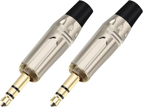 2PCS Jack 3.5MM 3 Poles Stereo Male Plug Connector Soldering Wire Connector 3 Pin 3.5MM Plug Headset Earphone DIY(1xBlack 1xRed) in Saudi Arabia