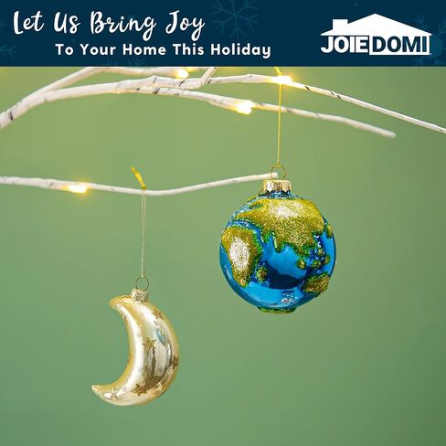 Joiedomi Christmas Moon Ornaments, Glitter Blown Glass Moon Decorations for Tree Hanging Ornament Outdoor Christmas Decorations Indoor in Saudi Arabia