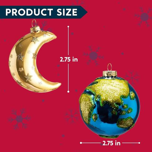 Joiedomi Christmas Moon Ornaments, Glitter Blown Glass Moon Decorations for Tree Hanging Ornament Outdoor Christmas Decorations Indoor in Saudi Arabia