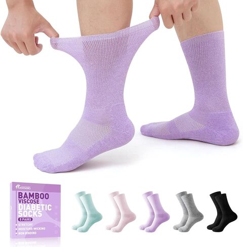 جوارب لمرضى السكري للرجال والنساء، جوارب غير مربوطة مع مقدمة غير ملحومة، جوارب فضفاضة واسعة لمرضى السكري 6-9 9-11 in Kuwait