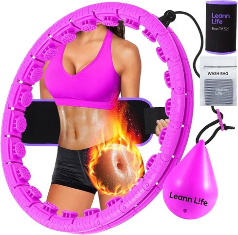 Leann L!fe U2-26 Knots 19"- 56", Weighted Hula Hoop for Adults Weight Loss, Infinity Hoop Plus Size, Children Adults Home Outdoors, Fun Fitness Exercise, Abdominal Toner,Free Waist Trimmer&Wash Bag in Saudi Arabia