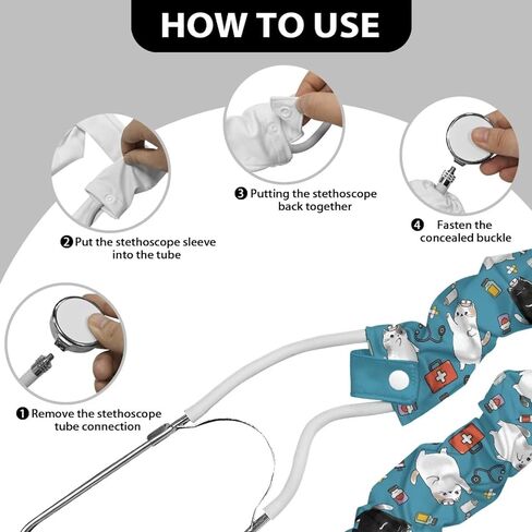 Rnyleeg Cute Cat Stethoscope Covers for Nurses Stethoscopes Sleeve Fit to All Types of Stethoscopes Stretchy Stethoscope Cover Sleeve Veterinary in Saudi Arabia