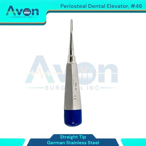 معول مصعد لخلع الأسنان رقم 46، سمحاقي، مقبض مجوف، أزرق | أدوات طب الأسنان الألمانية المصنوعة من الفولاذ المقاوم للصدأ والآمنة للأوتوكلاف in Kuwait