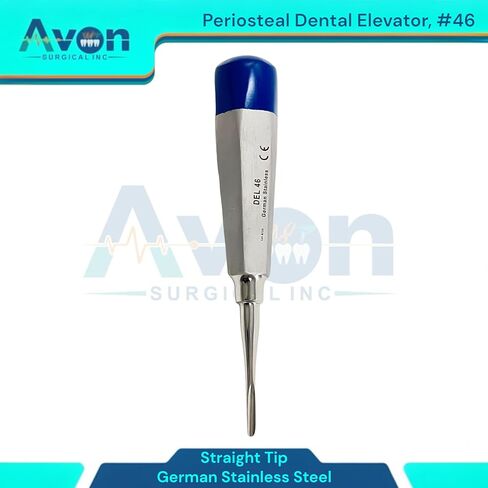 معول مصعد لخلع الأسنان رقم 46، سمحاقي، مقبض مجوف، أزرق | أدوات طب الأسنان الألمانية المصنوعة من الفولاذ المقاوم للصدأ والآمنة للأوتوكلاف in Kuwait