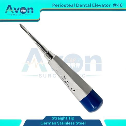 معول مصعد لخلع الأسنان رقم 46، سمحاقي، مقبض مجوف، أزرق | أدوات طب الأسنان الألمانية المصنوعة من الفولاذ المقاوم للصدأ والآمنة للأوتوكلاف in Kuwait