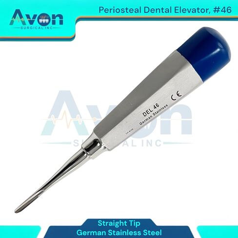 معول مصعد لخلع الأسنان رقم 46، سمحاقي، مقبض مجوف، أزرق | أدوات طب الأسنان الألمانية المصنوعة من الفولاذ المقاوم للصدأ والآمنة للأوتوكلاف in Kuwait