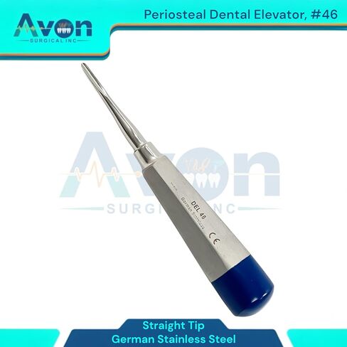 معول مصعد لخلع الأسنان رقم 46، سمحاقي، مقبض مجوف، أزرق | أدوات طب الأسنان الألمانية المصنوعة من الفولاذ المقاوم للصدأ والآمنة للأوتوكلاف in Kuwait