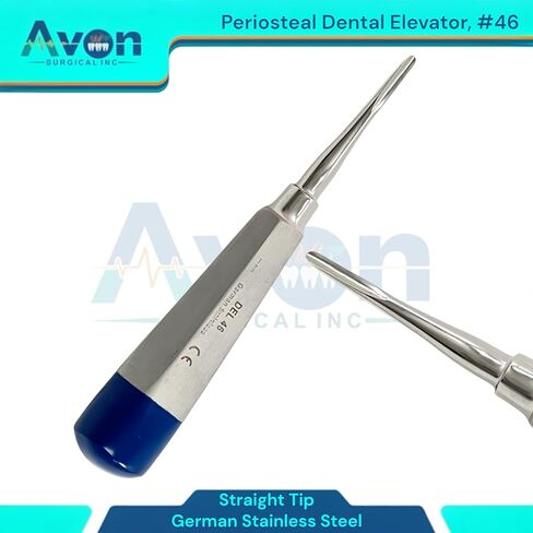 معول مصعد لخلع الأسنان رقم 46، سمحاقي، مقبض مجوف، أزرق | أدوات طب الأسنان الألمانية المصنوعة من الفولاذ المقاوم للصدأ والآمنة للأوتوكلاف in Kuwait
