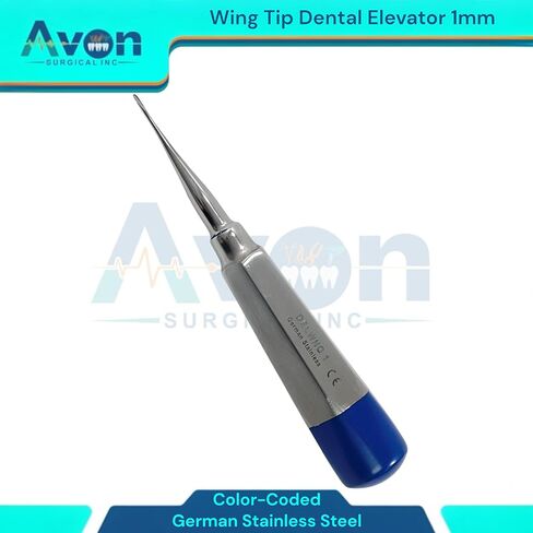 اختيار مصعد الأسنان بجناح 1 مم مع مقبض مجوف مرمز بالألوان، أدوات استخراج الأسنان البيطرية - الفولاذ المقاوم للصدأ الألماني in Kuwait