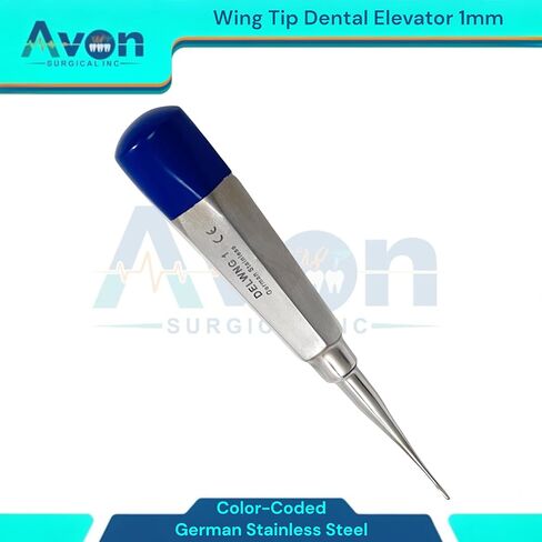 اختيار مصعد الأسنان بجناح 1 مم مع مقبض مجوف مرمز بالألوان، أدوات استخراج الأسنان البيطرية - الفولاذ المقاوم للصدأ الألماني in Kuwait