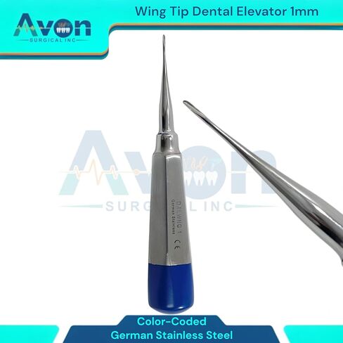 اختيار مصعد الأسنان بجناح 1 مم مع مقبض مجوف مرمز بالألوان، أدوات استخراج الأسنان البيطرية - الفولاذ المقاوم للصدأ الألماني in Kuwait