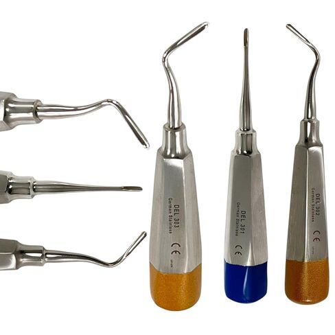 مصعد استخراج الأسنان من قمة قمي الأسنان بمقبض مجوف مرمز بالألوان | أدوات طب الأسنان الآمنة للأوتوكلاف المصنوعة من الفولاذ المقاوم للصدأ الألمانية (إزاحة #303HF (1 قطعة)) in Kuwait