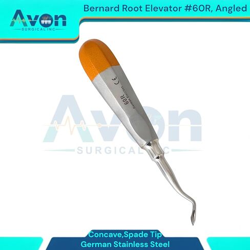 #60R اختيار مصعد برنارد، طرف على شكل رمح بزاوية، مقبض مجوف ذهبي اللون، أدوات خلع الأسنان الألمانية المصنوعة من الفولاذ المقاوم للصدأ in Kuwait