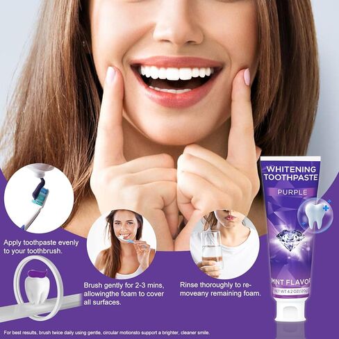 Purple Toothpaste for Teeth Whitening, Teeth Whitening Toothpaste, Tooth Stain Removal, Tooth Stain Removal Colour Corrector in Kuwait
