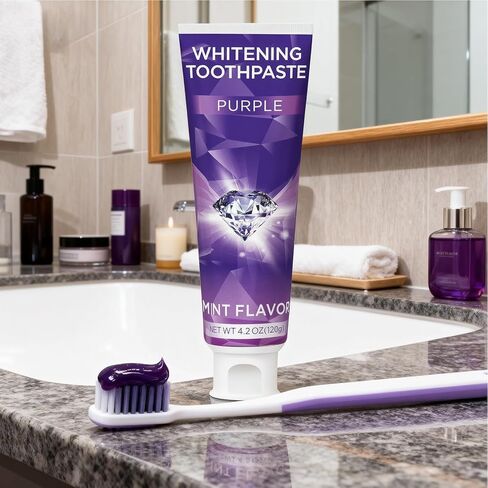 Purple Toothpaste for Teeth Whitening, Teeth Whitening Toothpaste, Tooth Stain Removal, Tooth Stain Removal Colour Corrector in Kuwait