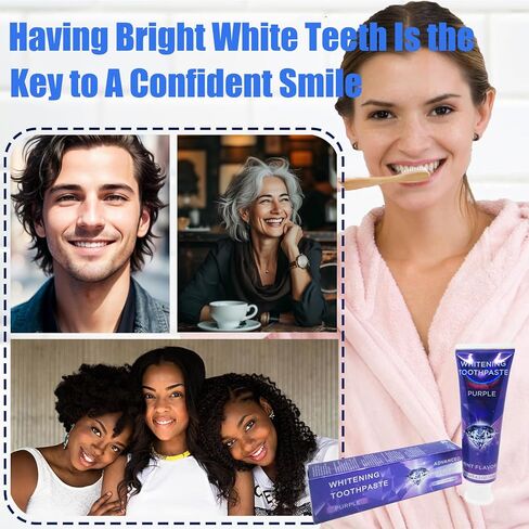 Purple Toothpaste for Teeth Whitening, Teeth Whitening Toothpaste, Tooth Stain Removal, Tooth Stain Removal Colour Corrector in Kuwait