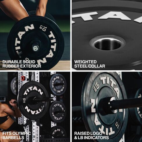 ألواح ممتصة للصدمات الأولمبية باللون الأسود من سلسلة تيتان فيتنس بوزن 10 رطل، جزء خارجي من المطاط المتين مع قلب فولاذي، لوحة رفع الأثقال وتدريبات القوة in Kuwait