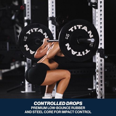 ألواح ممتصة للصدمات الأولمبية باللون الأسود من سلسلة تيتان فيتنس بوزن 10 رطل، جزء خارجي من المطاط المتين مع قلب فولاذي، لوحة رفع الأثقال وتدريبات القوة in Kuwait