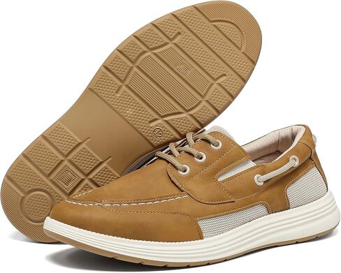 YorFotMae Men's Slip-On Casual Loafers - 3-Eye Lace Up Boat Shoes, Lightweight Non-Slip Walking Shoes for Beach, Boating Everyday Comfort in Saudi Arabia