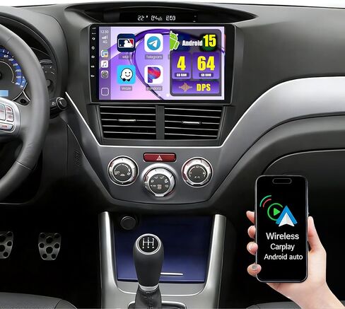 5G WIFI [4+64G] Hikity Android 15 Car Stereo لـ Subaru Forester 2008-2012 Carplay Android Auto ، 9 '' IPS Touch Screen Radio AI DSP/FM/RDS/32EQ Bluetooth Mirror Link GPS SWC CAM+MIC in Saudi Arabia