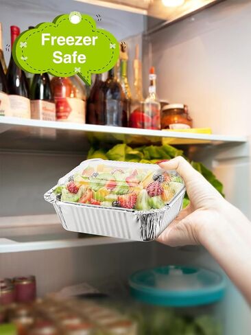 NEEBAKE 110 عبوة 5 × 4 مقالي ألومنيوم صغيرة يمكن التخلص منها مع أغطية قبة - 1 رطل - مقالي صغيرة من الألومنيوم - رقائق القصدير - صواني تناول الطعام في الخارج - حاويات الطعام - للوجبات - الإعدادية - الطبخ - التحميص - التسخين - الخبز in Kuwait